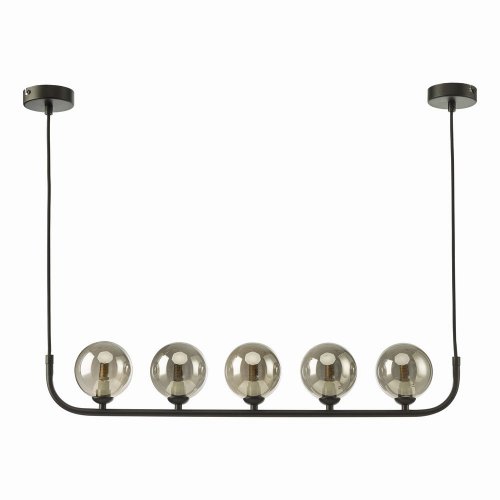 Cradle 5 Light Bar Pendant Matt Black With Smoked Glass