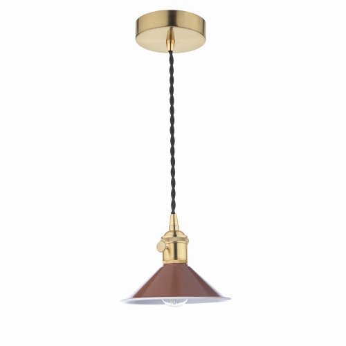 Hadano 1 Light Pendant Natural Brass With Umber Shade