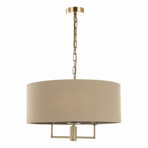 Jamelia 3 Light Shadelier Antique Brass Taupe Shade