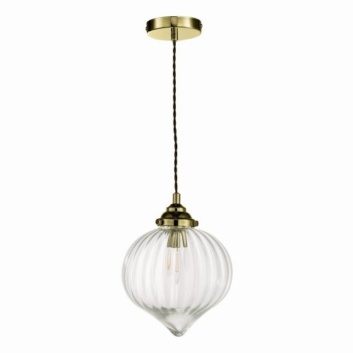 Mya 1 Light Single Pendant Antique Brass Glass