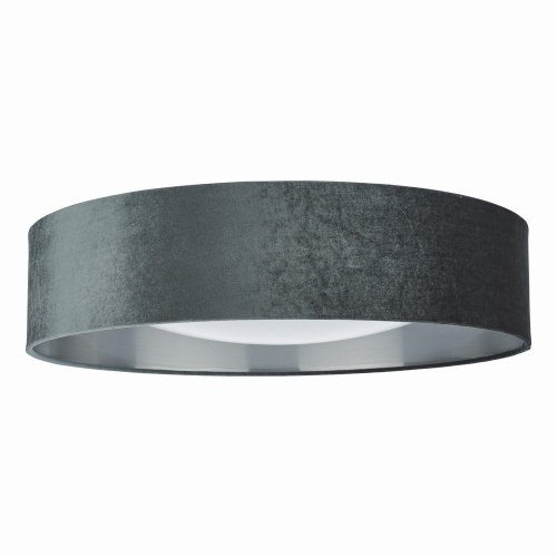 Nysa 3 Light Flush Velvet Dark Grey Shade 60Cm