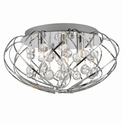 Riya 3 Light Flush Crystal & Polished Chrome