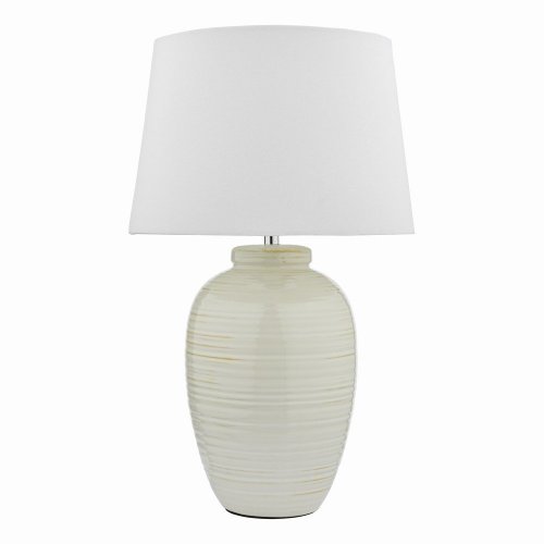 Luelle 1 Light Table Lamp Gloss Glazed Cream With Shade