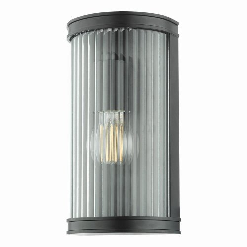 Anund 1 Light Wall Matt Black Ribbed Glass IP44