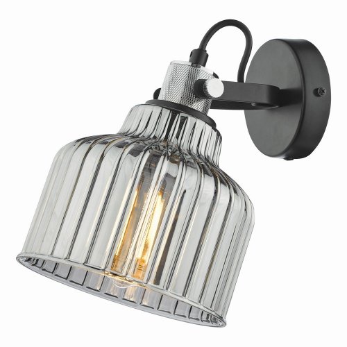 Rhode Single Wall Light Polished Chrome Smoked Glass