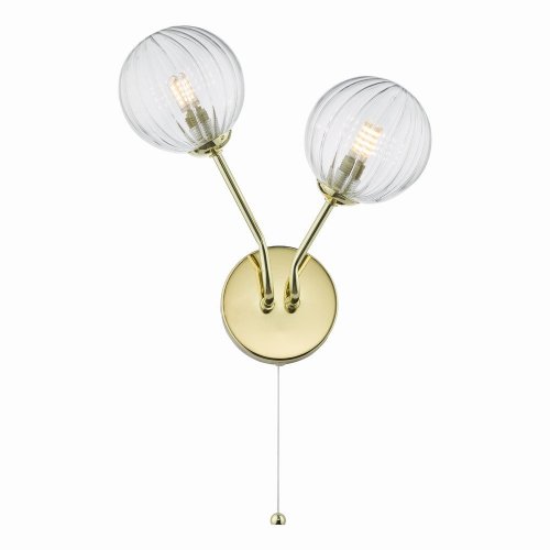 Yiska 2 Light Wall Light Polished Gold Ribbed Glass