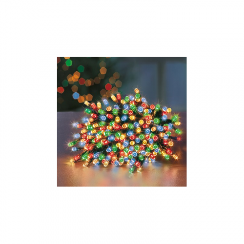 Premier Decorations 1000 Multi-Action LED Supabright Timer Lights - Multicoloured with Green Cable