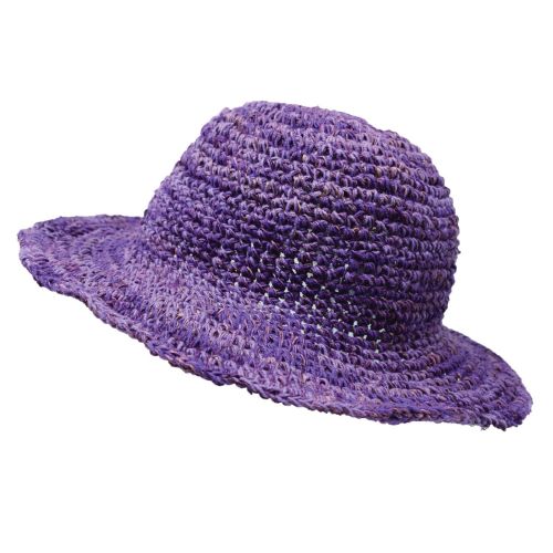 Two Tone Hemp & Cotton Sun Hat - Purple