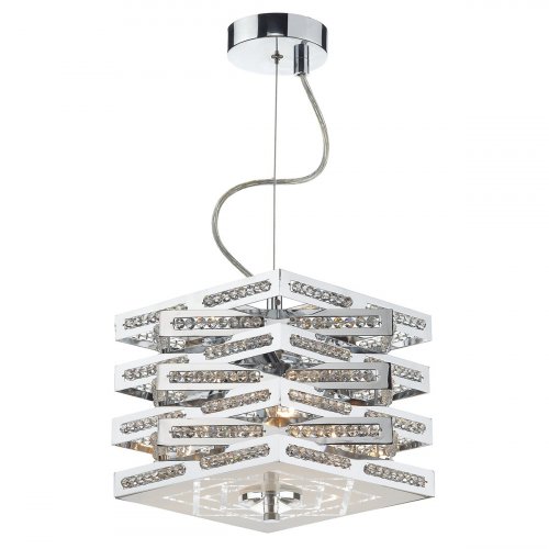 Dar Cube 3 Light Pendant In Polished Chrome