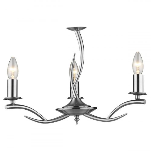 Dar Elka 3 Light Pendant Satin Chrome