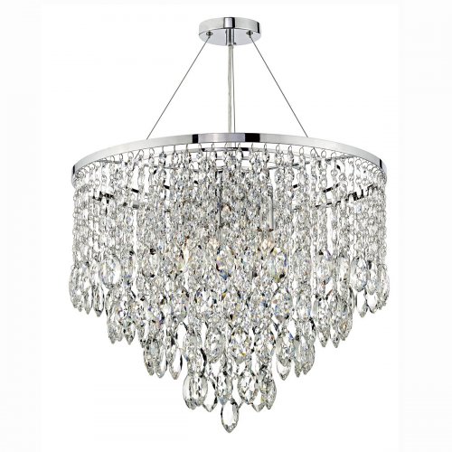 Dar Pescara 5 Light Round Pendant Decorative Crystal