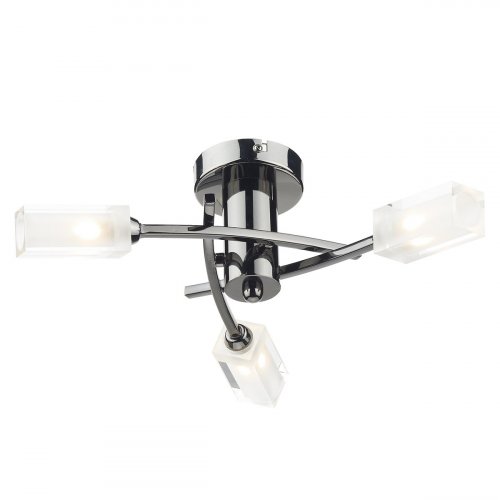 Dar Morgan 3 Light Semi Flush Black Chrome