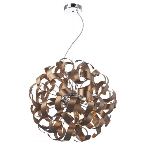 Dar Rawley 9 Light Ribbon Pendant Brushed Copper