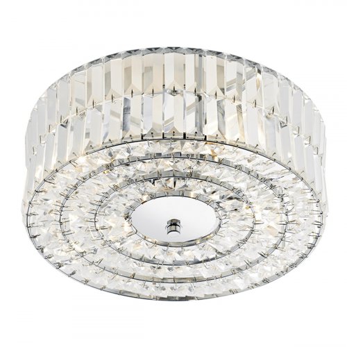 Dar Errol Crystal Semi Flush Fitting Polished Chrome