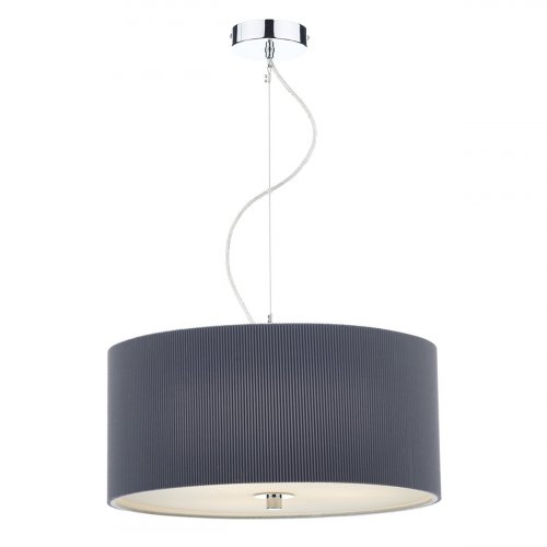 Dar Zaragoza 3 Light Pendant 60cm Grey