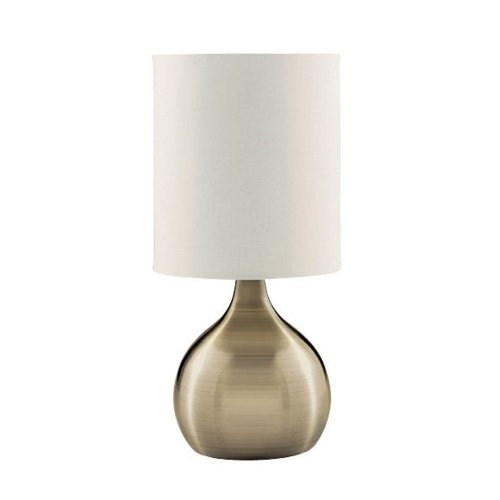 Searchlight Touch Table Lamp Antique Brass Base White Drum Shade