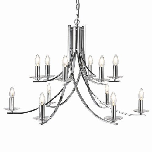 Searchlight Ascona 12 Light Pendant - Chrome & Clear Glass Sconces