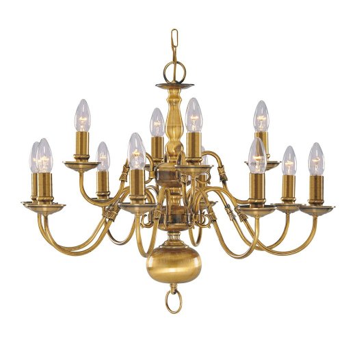 Searchlight Flemish - 12Lt Pendant, Antique Brass