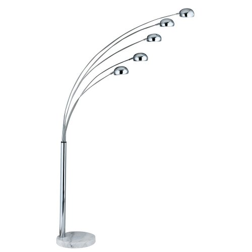 Searchlight Giraffe 5 Light Floor Lamp, Chrome, White Marble