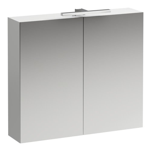 Laufen Base 800mm 2 Door Mirror Cabinet with Light & Shaver Socket - Matt White