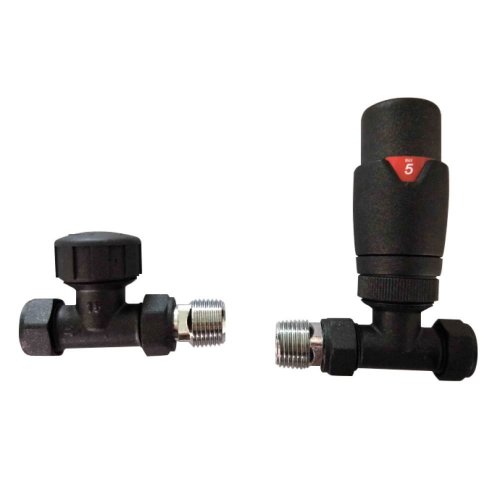 Essential 15mm Anthracite Thermostatic Straight Valve (Pair)