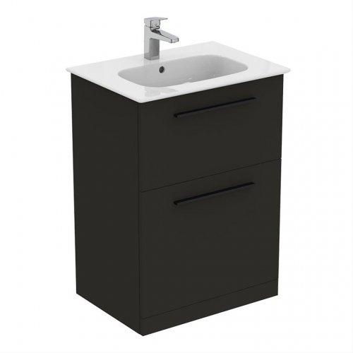 Ideal Standard i.life A Floorstanding 60cm 2 Drawer Matt Carbon Grey Vanity Unit