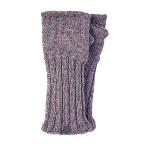 Fleece lined wristwarmer - plain rib - Pale heather