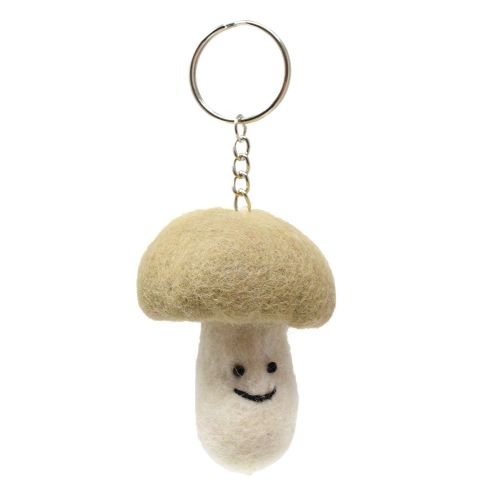 Brown Mushroom keyring - Wool Felt