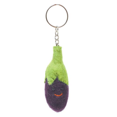 Aubergine - Wool Felt - Keyring