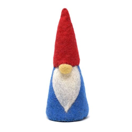 Handmade Christmas - Wool Felt Decoration - Plain Gonk - Blue/Red