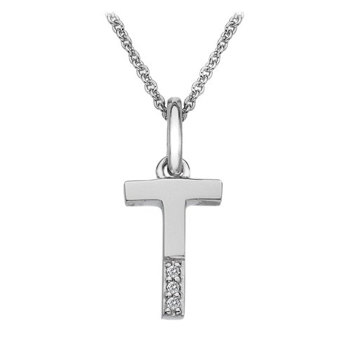 Hot Diamonds Silver Diamond set Initial T Pendant on Chain