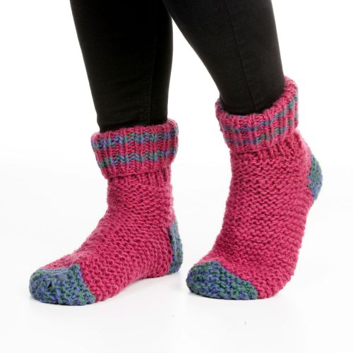 Handknit - Lounge socks - berry/smoke