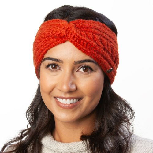 Pure Wool Fleece lined headband - twist - ginger spice