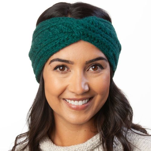 Pure Wool Fleece lined headband - twist - emerald