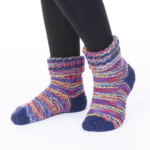 Handknit - Electric Lounge socks - Rainbow Blue