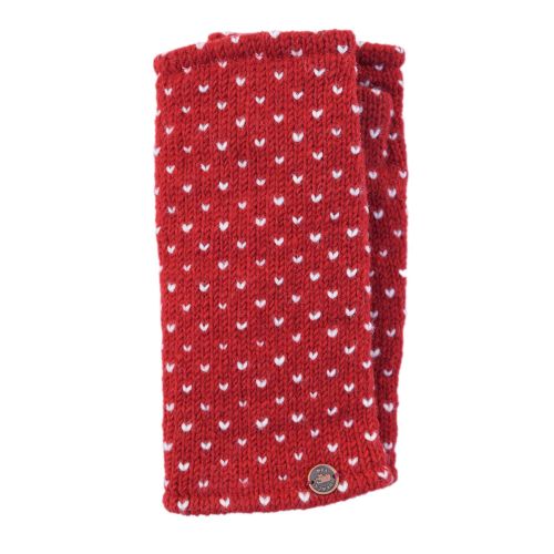 Fleece lined wristwarmer - tick - Red/white