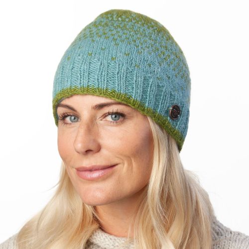 Pure wool - dual tick beanie - eau de nil green