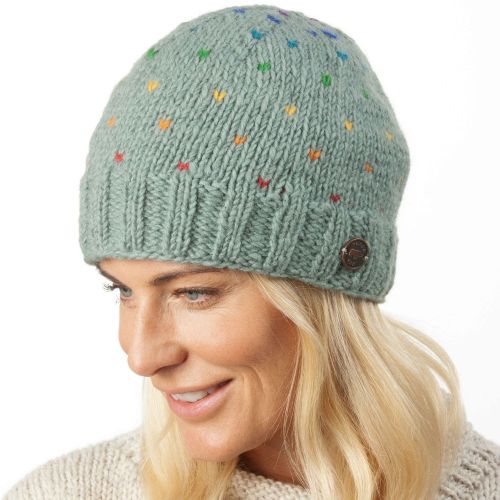 Pure Wool Rainbow tick beanie - Silk Grey