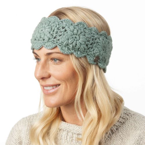 Pure Wool Fleece Lined - Sparkle Crochet Headband - Silk Grey