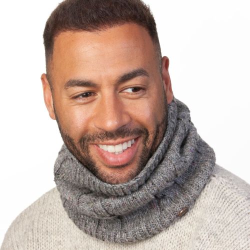 pure wool fleece lined - cable snood - grey pepper