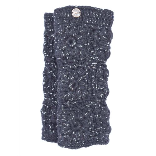 Fleece lined - sparkle crochet wristwarmer - black