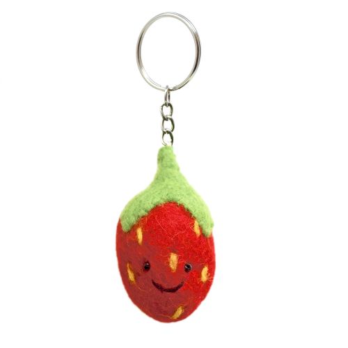 Strawberry - Wool Felt - Keyring