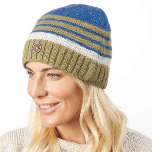 Pure wool - Tonal Stripe Beanie - Blue Pepper