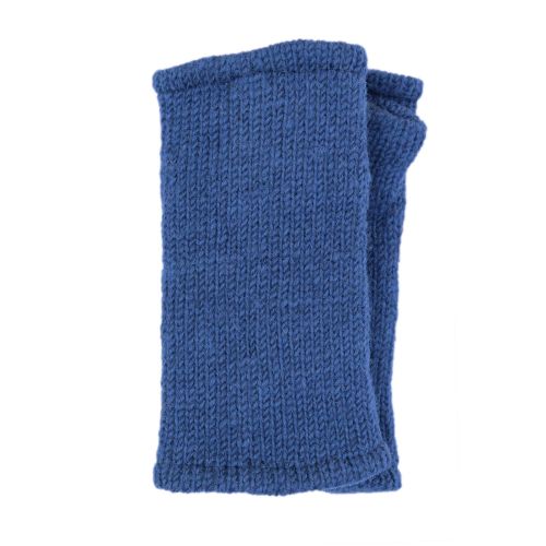 Children's fleece lined - plain wristwarmers - dark denim