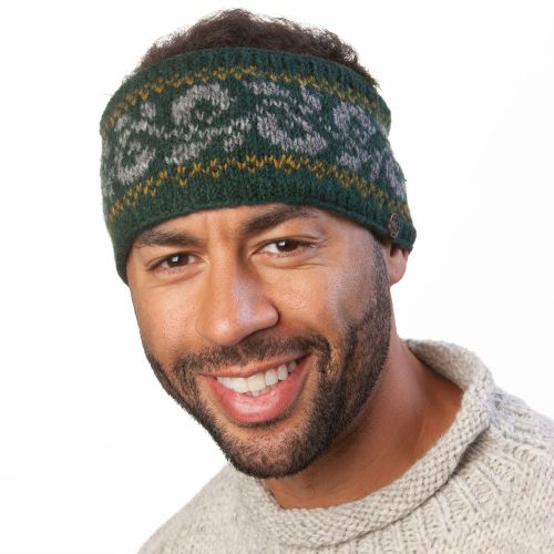 Pure Wool Fleece Lined - Alpine Headband - Pine Green