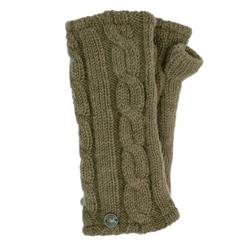 Fleece lined wristwarmer - Cable - Khaki