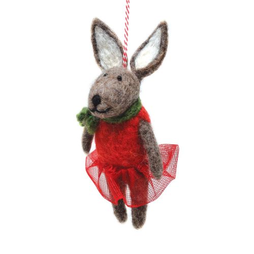 Handmade Christmas - Wool Felt Hanging Decoration - Miss Rabbit