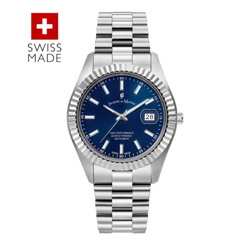 Jacques du Manoir | Swiss-made Unisex Inspiration Business Silver Bracelet Watch