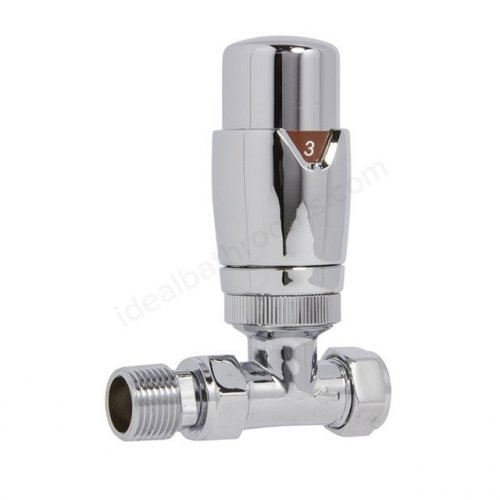 Essential 15mm Chrome Thermostatic Straight Valve (Pair)