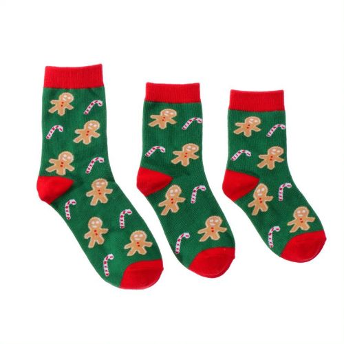 Kids Gingerbread Man Christmas Novelty Socks Gift - 3 Sizes - Snazzy Santa